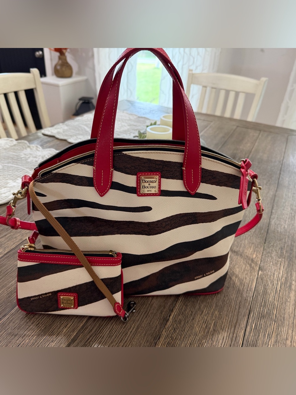 Dooney and Bourke Zebra and Red Satchel